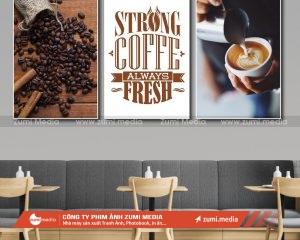 Tranh treo tường strong coffee always fresh